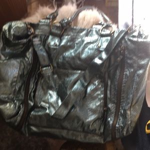 Silvery like snakeskin overnight bag